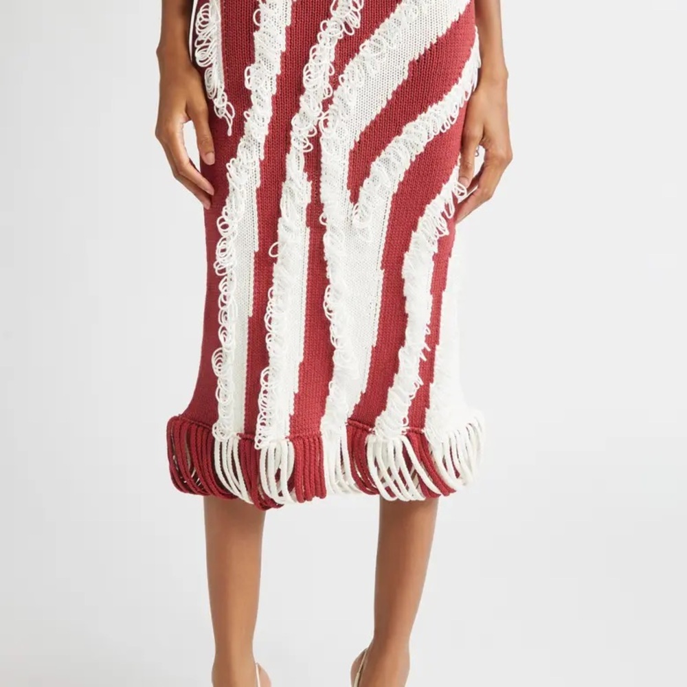 Diotima Roaring Knit Red & White Midi Skirt size 1 (0-2) NWT - Picture 2 of 3
